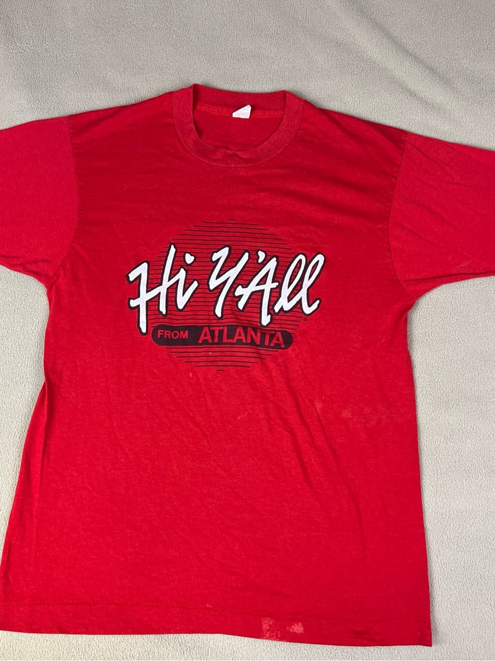 VTG Screen Stars Hi Y'all From Atlanta T-Shirt. 50% Cotton, 50% Polyester. Sz L